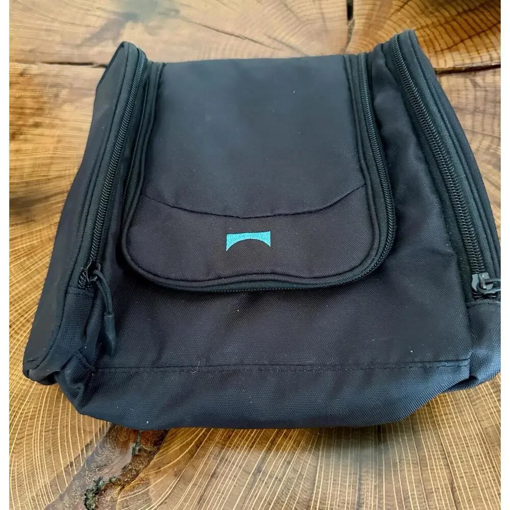 Vintage 1990s Ballistic Nylon Hanging Toiletry Bag Black Travel Organizer